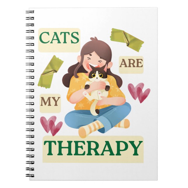 Carnet Cats Are My Therapy – Cute Cat Lover Design  (Devant)