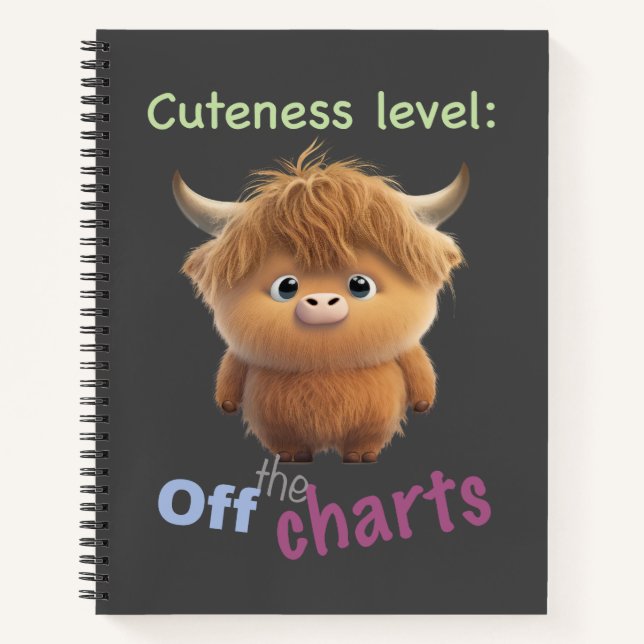 Carnet Cattle Cuteness Level Cute adorable Drôle Citation (Devant)