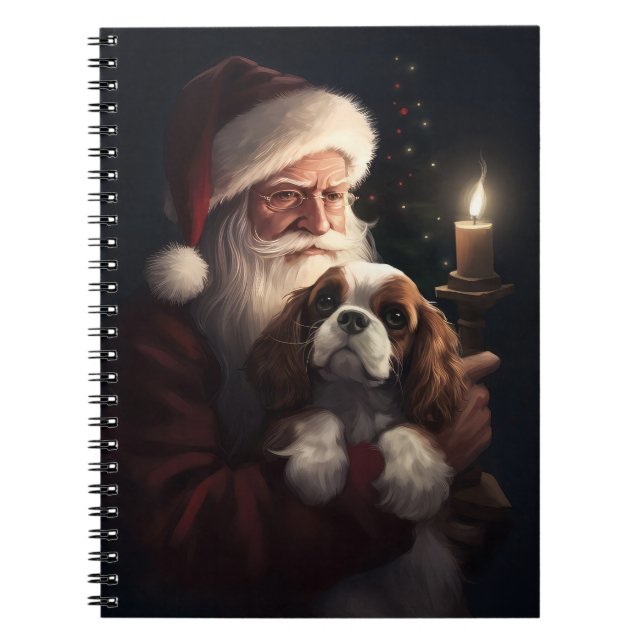Carnet Cavalier King avec le Père Noël Festif Noël (Devant)