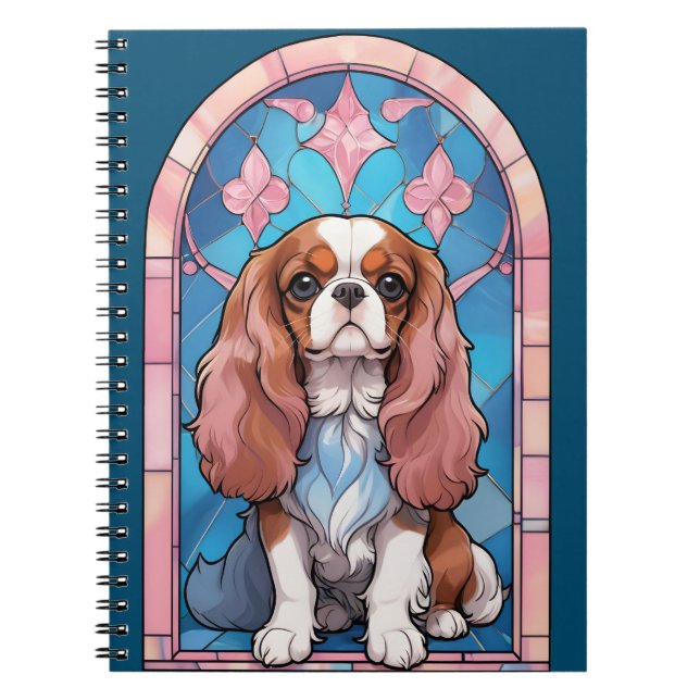 Carnet Cavalier King Charles Pastel Vitrail rose (Devant)