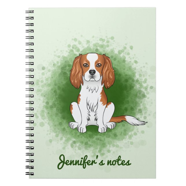 Carnet Cavalier King Charles Spaniel Blenheim sur fond ve (Devant)