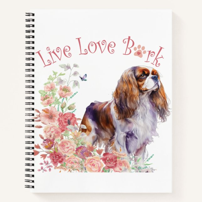 Carnet Cavalier King Charles Spaniel Chien Maman Florale (Devant)