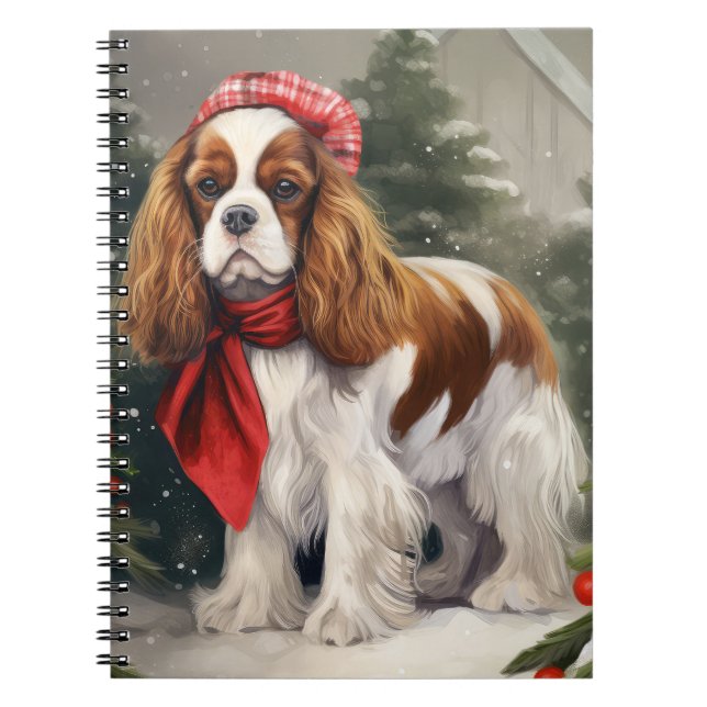Carnet Cavalier King Charles Spaniel Noël Chien (Devant)