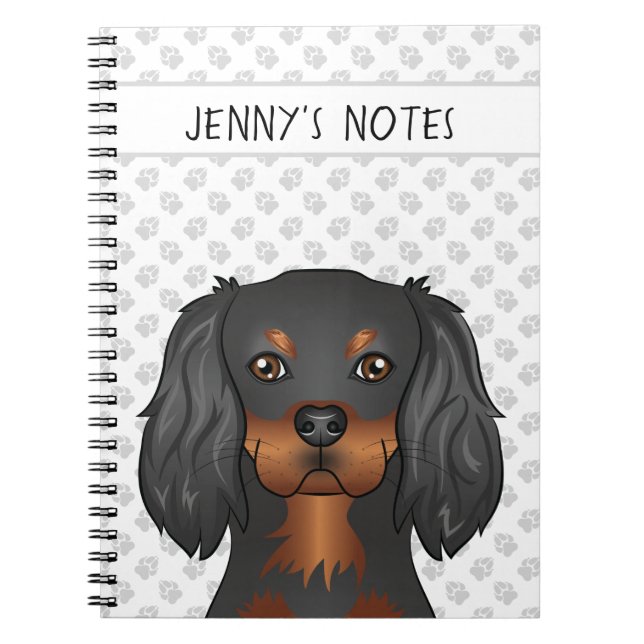 Carnet Cavalier King Charles Spaniel noir et feu & Texte (Devant)