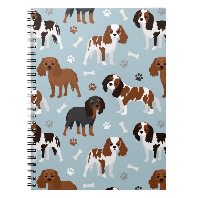 Carnet Cavalier King Charles Spaniel Paws and Bones (Devant)