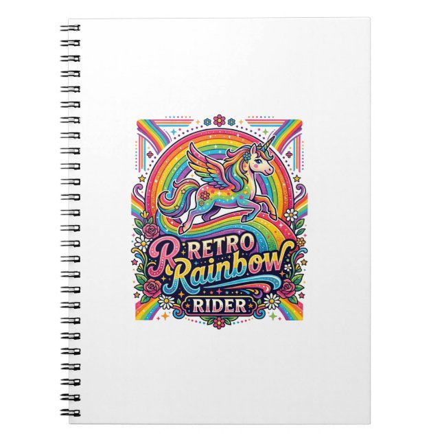 Carnet Cavalier Licorne Arc-en-Ciel Rétro (Devant)