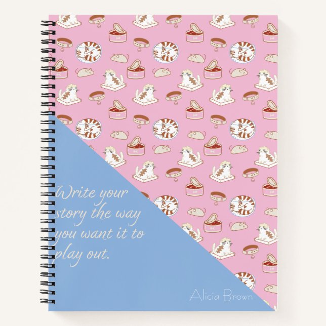 Carnet Ce chat Vie mignonne Chat Motif bleu rose avec le  (Devant)