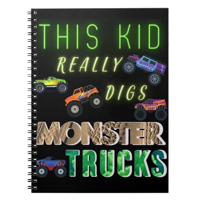 Carnet Ce gamin adore vraiment les monstres trucks (Devant)