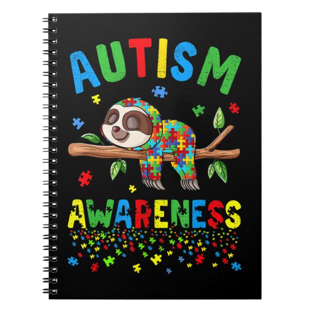 Carnet Ce paresseux mignon Sensibilisation à l'autisme Se (Devant)