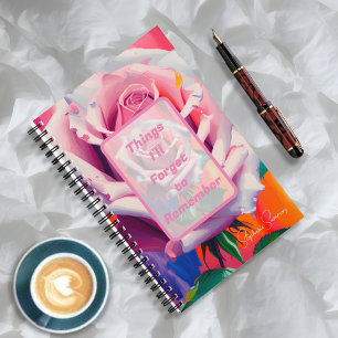 Carnet Ce que j'oublierai de rose florale rose