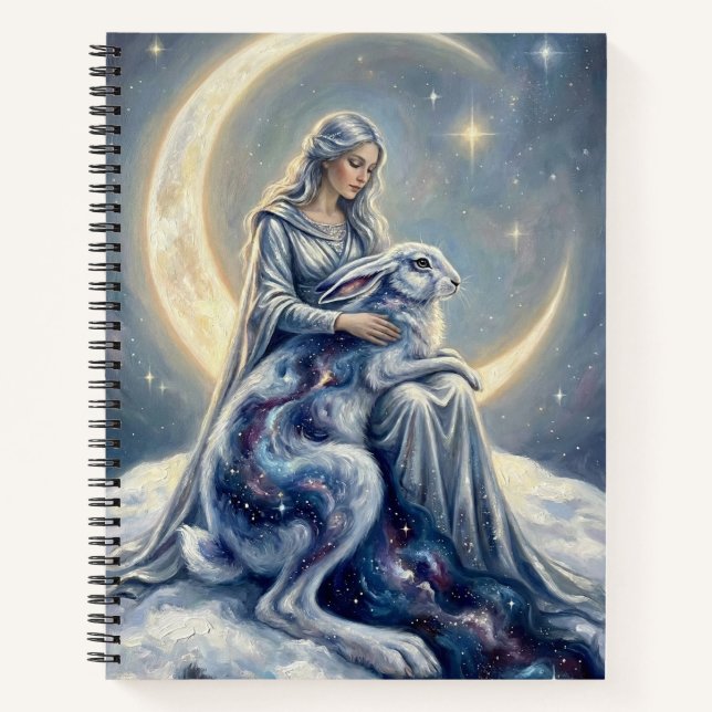 Carnet Celestial Galaxy Hare Moon Goddess Fantasy Art (Devant)