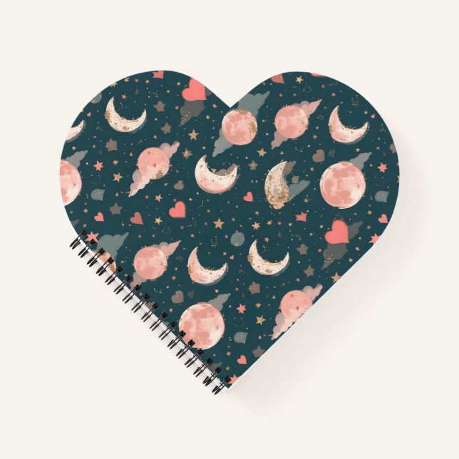 Carnet Celestial Romance Dreamy Moon & Stars Valentine Se (Devant)
