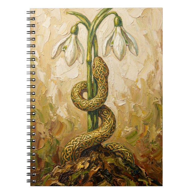 Carnet Celtic Snake Snowdrops Imbolc Rebirth Fantasy Art (Devant)
