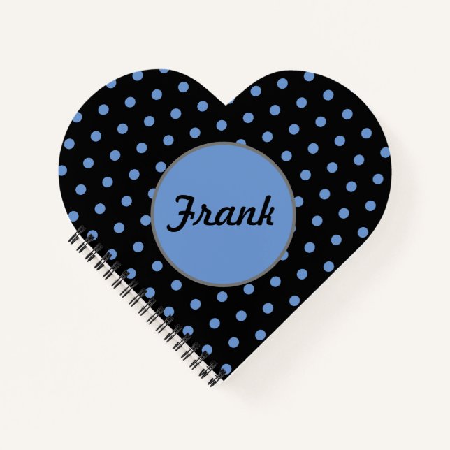 Carnet central Pointe Polka personnalisé (noir) (Devant)