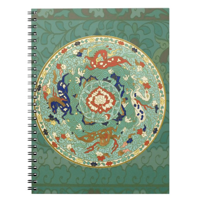 Carnet Cercle chinois antique bleu vert (Devant)