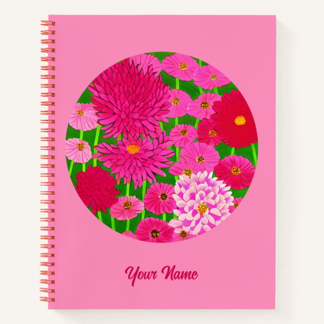 Carnet Cercle de fleurs, Chrysanthèmes rose Fuchsia (Devant)