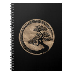 Carnet Cercle de zen d'Enso et or d'arbre de bonsaïs