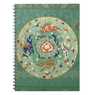 Carnet Cercle vert bleu chinois vintage