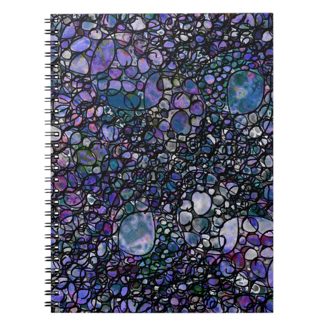 Carnet Cercles abstraits dessinés à la main, Bleu, Violet (Devant)
