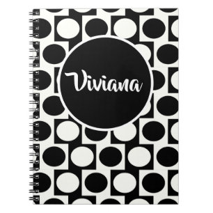 Carnet Cercles blancs en noir géométrique gras Carré s