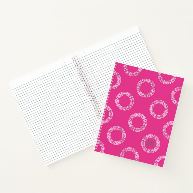 Carnet Cercles clés grecs preppy Priorité Initiales rose (Intérieur)