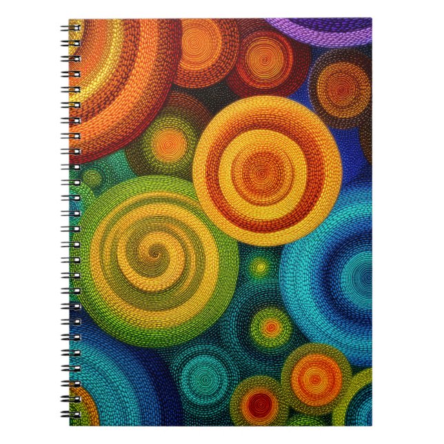 Carnet Cercles concentriques abstraits en multicolore vib (Devant)