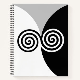 Carnet Cercles de spirale abstraits sur noir gris et blan