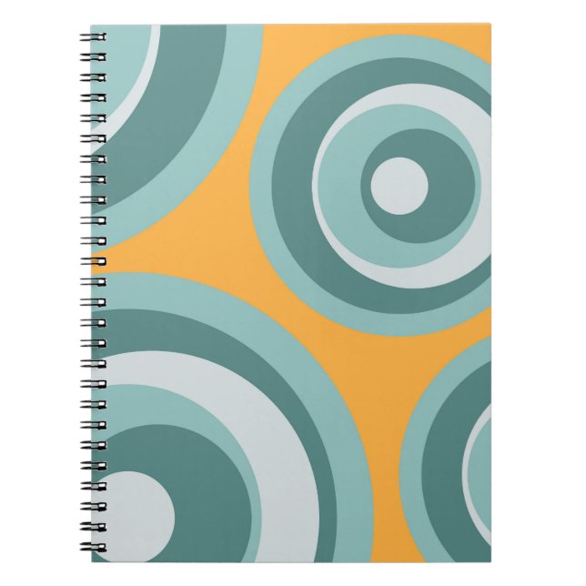 Carnet Cercles de style rétro bleu sur arrière - plan jau (Devant)