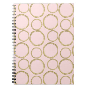 Carnet Cercles d'or et rose rougissant moderne tendance