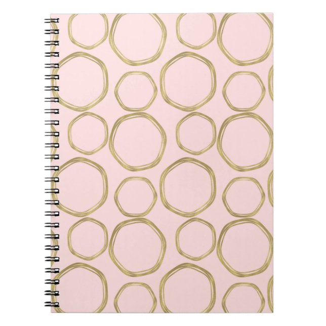 Carnet Cercles d'or et rose rougissant moderne tendance (Devant)