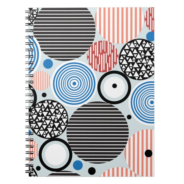 Carnet Cercles multicolores, design motif graphique. (Devant)