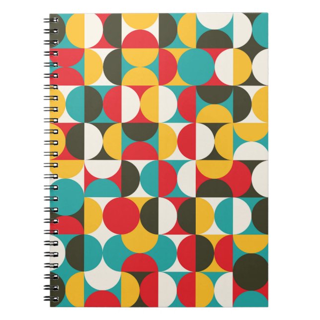 Carnet Cercles rétro : Motif Hipster coloré. (Devant)