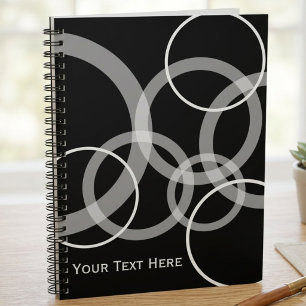Carnet Cercles superposés noir et blanc modernes