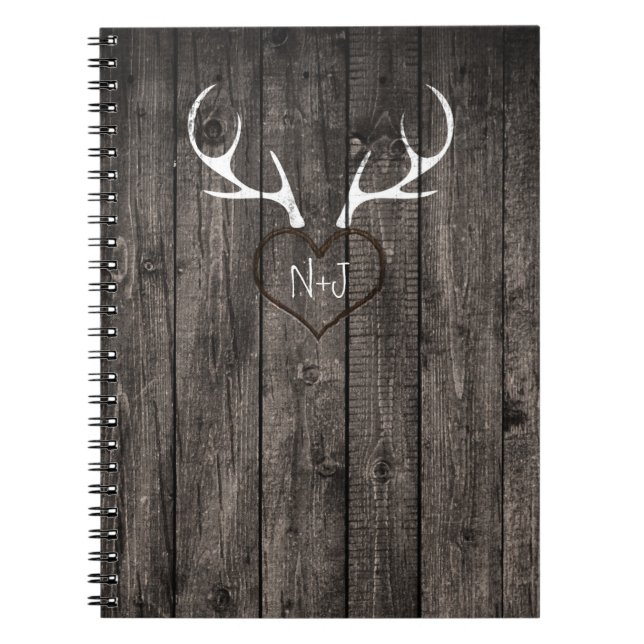 Carnet Ceremonie de mariage Rustique avec bois de cerf et (Devant)