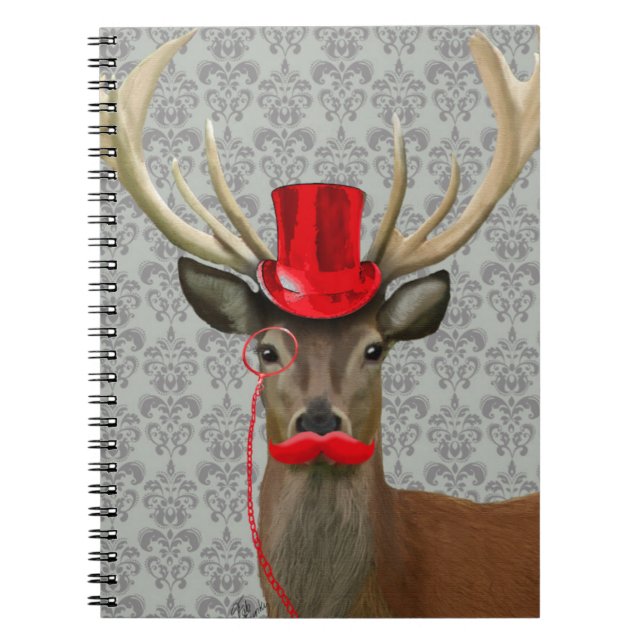 Carnet Cerf avec Casquette rouge et Moustache (Devant)