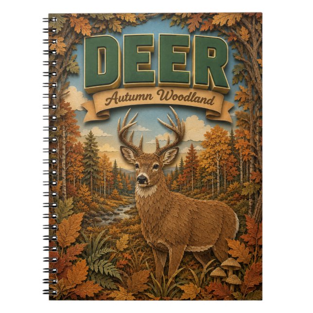 Carnet Cerf Brâme Automne Bois POPCUT (Devant)