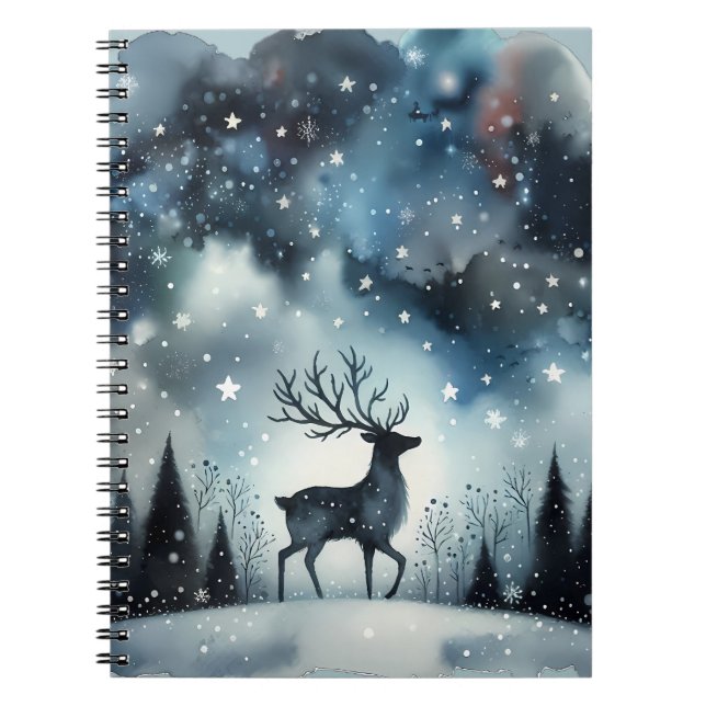 Carnet Cerf de Nuit d'Hiver Étoilé (Devant)