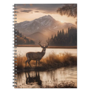 Carnet Cerf énorme à la ramure sur un lac de montagne