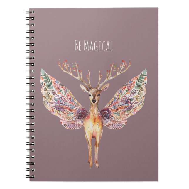 Carnet Cerf Magique Ailes Violettes (Devant)