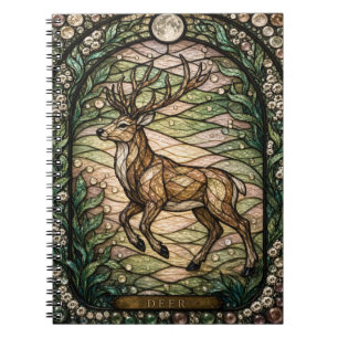 Carnet Cerf vitrail aube bois Illumina