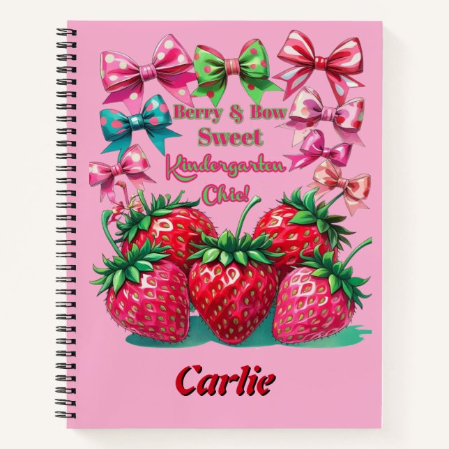 Carnet Cerise et Ruban Mignon Chic pour Maternelle (Devant)
