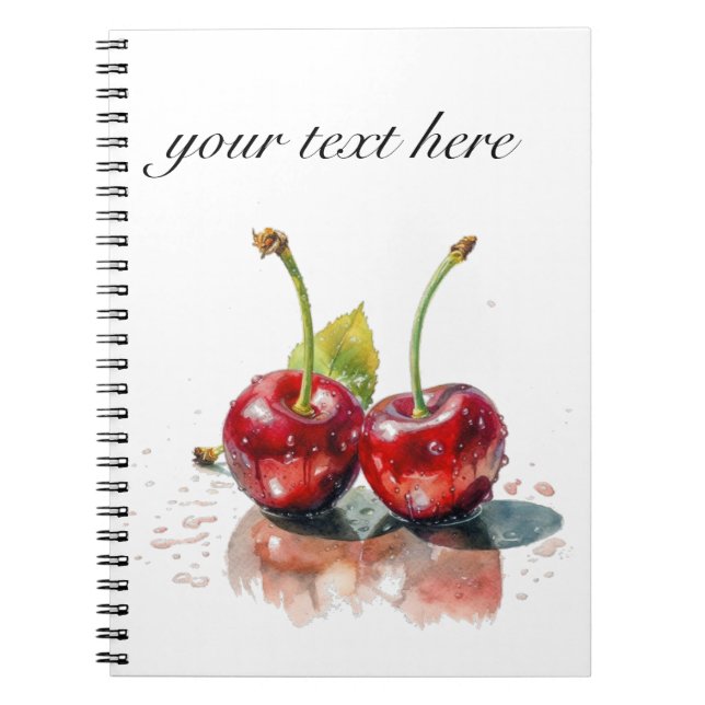 Carnet Cerises amoureuses en Aquarelle, sur mesure (Devant)