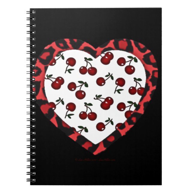 Carnet Cerises Rockabilly RAB Impression Léopard Coeur (Devant)