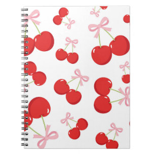Carnet Cerises Rouges avec Ruban Rose Coquette Cottage Ch