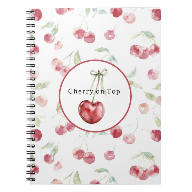 Carnet Cerises Rouges Feuilles Vertes (Devant)