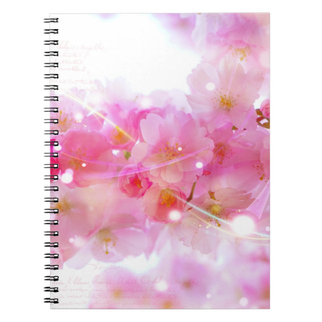 Carnet Cerisier japonais aux fleurs rose pastel (Devant)
