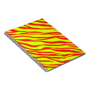 Carnet Cerisier rouge et néon jaune zèbre rayé