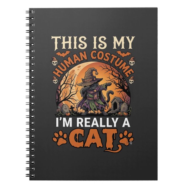 Carnet C'est Mon Costume D'humain Vraiment Chat Halloween (Devant)