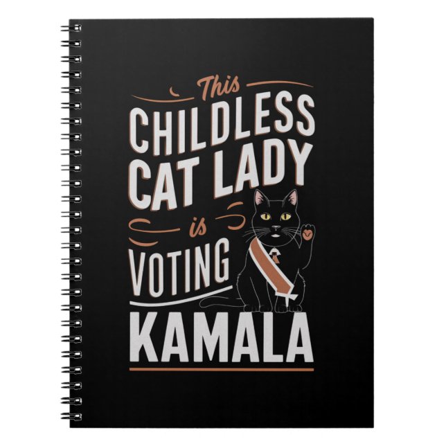 Carnet Cette dame aux chats sans enfants vote Kamala (Devant)