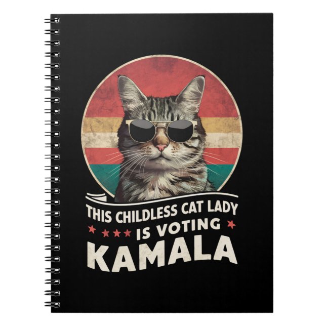 Carnet Cette dame de chats sans enfants vote Kamala (Devant)